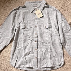 Faherty Puff Sleeve Western Shirt, HGY-Heather Grey, Size XS, Women’s